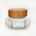 30ml Clear Small Glass Jar Glass Cosmetic Container for Cream with Wood Lid